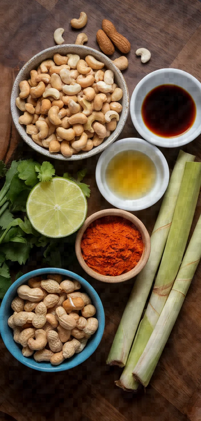 Ingredients photo for Thai Tom Yum Roasted Mixed Nuts Recipe